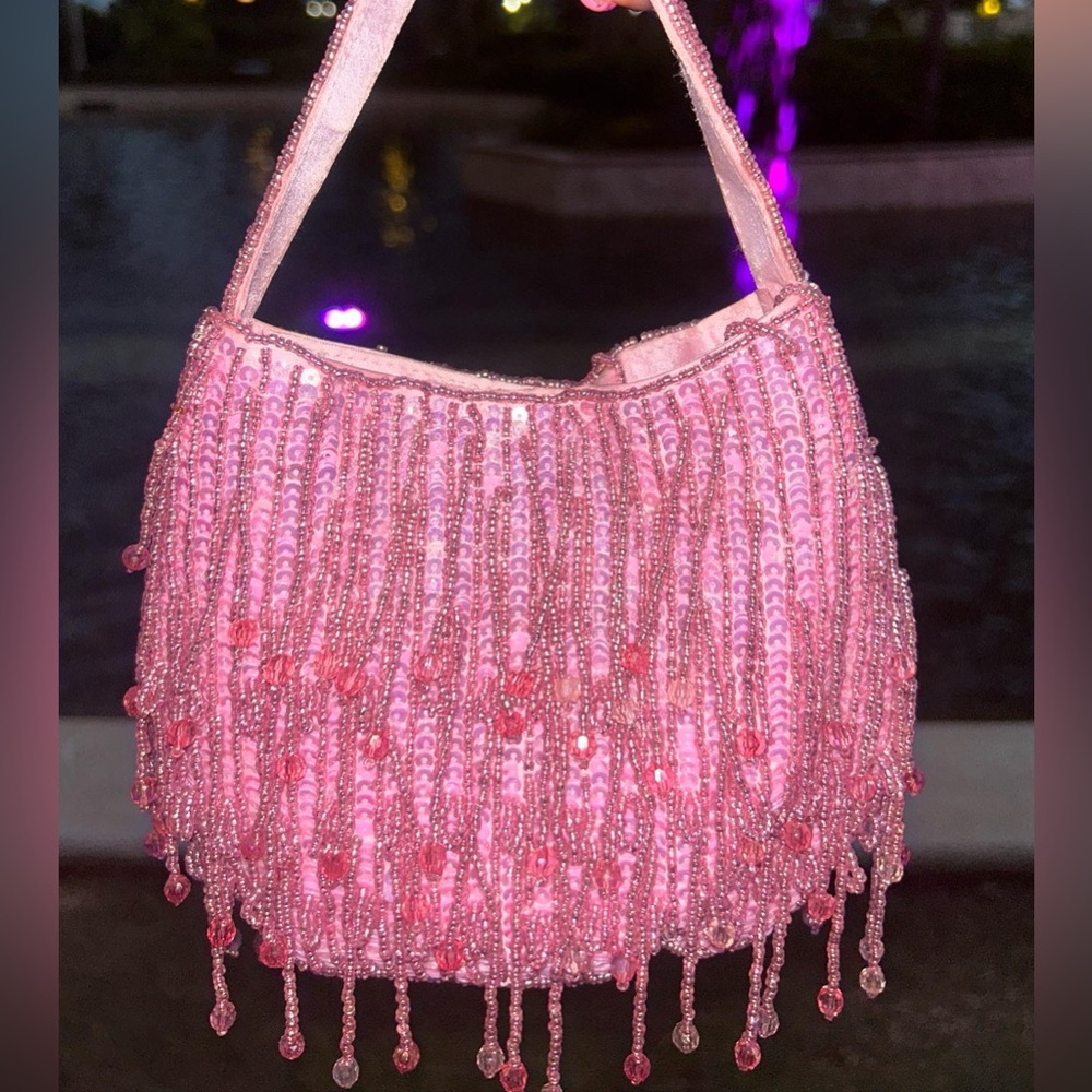 Mini pink beaded purse